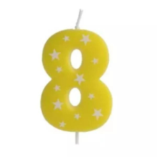 Qx Színes születésnapi számgyertya, 6 cm - 8 party kellék