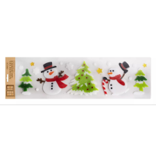 QX Toys Ablakzselé hóember és fenyőfa mintás Karácsonyi Dekoráció 15x55cm - Színes (312821) party kellék