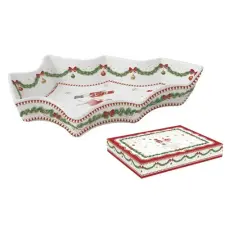  R2S.1095MNOE Porcelán fenyőtál 21,5x28,5cm, dobozban, Magie de Noel konyhai eszköz
