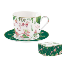 R2S.1182BOCH Porcelán reggelizőcsésze+alj 370ml dobozban, Botanic Chic bögrék, csészék