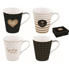 R2S .128CMGM Porcelánbögre 4db-os 260ml, dobozban, Coffe Mania,Good Morning bögrék, csészék