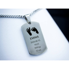 R.M.ékszer Láblenyomat egyedi acél téglalap medálos nyaklánc nyaklánc