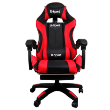 R-Sport Gamer szék, forgószék masszázs funkcióval, lábtartóval, fekete-piros forgószék