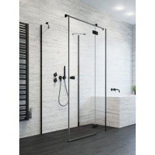Radaway Essenza Black KDJ+S szögletes fekete zuhanykabin 100x80 átlátszó jobbos kád, zuhanykabin