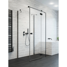Radaway Essenza Black KDJ+S szögletes fekete zuhanykabin 80x110 átlátszó jobbos kád, zuhanykabin