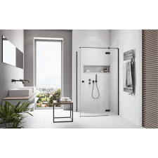 Radaway Essenza Black KDJ szögletes fekete zuhanykabin 80x100 átlátszó balos kád, zuhanykabin