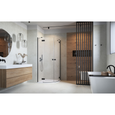 Radaway Essenza Black PDD íves fekete zuhanykabin 90x100 átlátszó kád, zuhanykabin