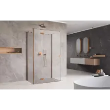 Radaway Essenza Brushed Copper KDJ+S szögletes szálcsiszolt réz zuhanykabin 90x110 átlátszó jobbos kád, zuhanykabin