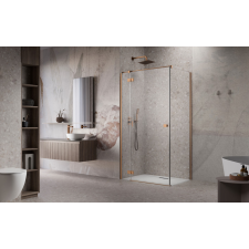 Radaway Essenza Brushed Copper ?KDJ szögletes ?szálcsiszolt réz zuhanykabin 110x110 jobbos átlátszó kád, zuhanykabin