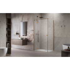 Radaway Essenza Brushed Copper ?KDJ szögletes ?szálcsiszolt réz zuhanykabin 110x80 balos átlátszó kád, zuhanykabin