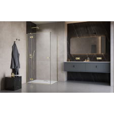 Radaway Essenza Brushed Gold ?KDJ szögletes ?szálcsiszolt arany zuhanykabin 90x90 átlátszó balos kád, zuhanykabin