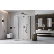 Radaway ?Essenza Brushed GunMetal ?KDJ+S ?szögletes ?szálcsiszolt fegyvermetál zuhanykabin 100x80 átlátszó balos kád, zuhanykabin