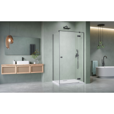 Radaway Essenza Brushed GunMetal ?KDJ szögletes ?szálcsiszolt fegyvermetál zuhanykabin 110x100 átlátszó jobbos kád, zuhanykabin