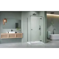 Radaway Essenza Brushed GunMetal ?KDJ szögletes ?szálcsiszolt fegyvermetál zuhanykabin 110x80 átlátszó jobbos kád, zuhanykabin