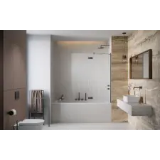 Radaway Essenza Brushed GunMetal PND II szálcsiszolt fegyvermetál kádparaván 110 átlátszó balos kád, zuhanykabin