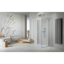 Radaway ?Essenza Brushed Nickel ?KDJ+S ?szögletes ?szálcsiszolt króm zuhanykabin 100x110 átlátszó balos kád, zuhanykabin