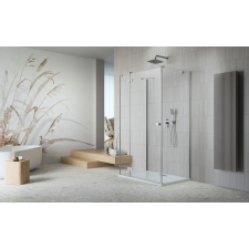 Radaway ?Essenza Brushed Nickel ?KDJ+S ?szögletes ?szálcsiszolt króm zuhanykabin 100x120 átlátszó balos kád, zuhanykabin
