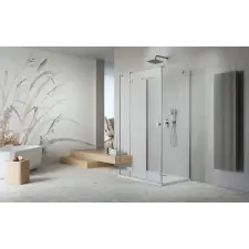 Radaway ?Essenza Brushed Nickel ?KDJ+S ?szögletes ?szálcsiszolt króm zuhanykabin 120x100 átlátszó balos kád, zuhanykabin