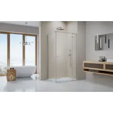 Radaway Essenza Brushed Nickel ?KDJ szögletes ?szálcsiszolt króm zuhanykabin 120x75 átlátszó balos kád, zuhanykabin