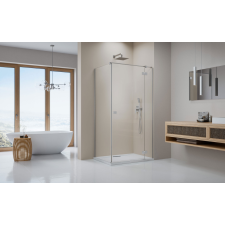 Radaway Essenza Brushed Nickel ?KDJ szögletes ?szálcsiszolt króm zuhanykabin 80x120 átlátszó jobbos kád, zuhanykabin