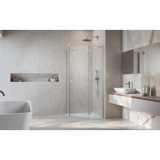 Radaway Essenza Brushed Nickel ?PTJ ?szögletes ?szálcsiszolt króm zuhanykabin 80x100 átlátszó kád, zuhanykabin