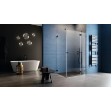 Radaway Essenza Pro 8 Black KDJ szögletes fekete zuhanykabin 120x120 átlátszó balos kád, zuhanykabin