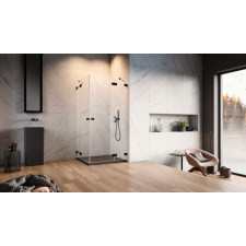 Radaway Essenza Pro Black KDD szögletes fekete zuhanykabin 90x80 átlátszó kád, zuhanykabin