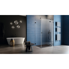 Radaway Essenza Pro Black KDJ szögletes fekete zuhanykabin 110x100 átlátszó jobbos kád, zuhanykabin