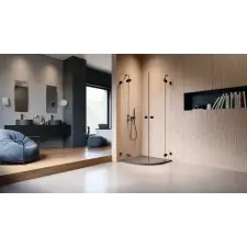 Radaway Essenza Pro Black PDD íves fekete zuhanykabin 100x90 átlátszó kád, zuhanykabin
