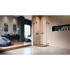 Radaway Essenza Pro Black PDD íves fekete zuhanykabin 80x90 átlátszó kád, zuhanykabin