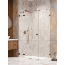 Radaway Essenza Pro Brushed Copper KDJ szögletes szálcsiszolt réz zuhanykabin 110x100 átlátszó jobbos kád, zuhanykabin