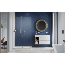 Radaway Furo Brushed Gold Walk-in szálcsiszolt arany zuhanyfal 100 jobbos átlátszó kád, zuhanykabin