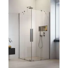 Radaway Furo Brushed Nickel KDD szögletes szálcsiszolt króm zuhanykabin 110x120 átlátszó kád, zuhanykabin