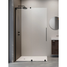 Radaway Furo SL Black Walk-in fekete zuhanyfal 80 átlátszó balos kád, zuhanykabin
