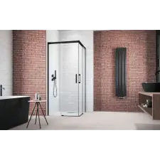 Radaway Idea Black KDD szögletes fekete zuhanykabin 110x75 átlátszó kád, zuhanykabin