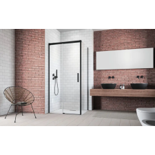 Radaway Idea Black KDJ szögletes fekete zuhanykabin 130x120 átlátszó balos kád, zuhanykabin