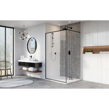 Radaway Modo New Black II Frame Walk-in fekete zuhanyfal 80 átlátszó kád, zuhanykabin