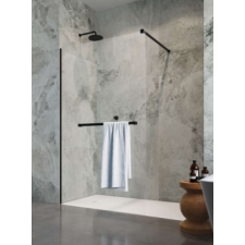 Radaway Modo New Black II Walk-in fekete zuhanyfal törölközőtartóval 80 kád, zuhanykabin