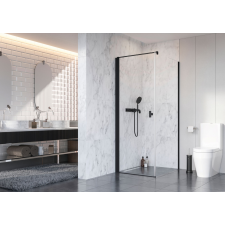 Radaway Nes 8 Black KDJ I szögletes fekete zuhanykabin 100x90 átlátszó balos kád, zuhanykabin