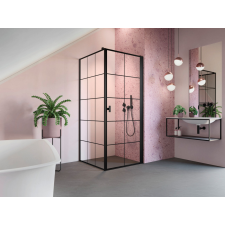 Radaway Nes Black KDJ I Factory szögletes fekete zuhanykabin 100x75 átlátszó jobbos kád, zuhanykabin