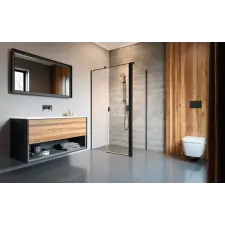 Radaway Nes Black KDS II szögletes fekete zuhanykabin 100x90 átlátszó jobbos kád, zuhanykabin