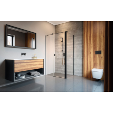 Radaway Nes Black KDS II szögletes fekete zuhanykabin 90x80 átlátszó balos kád, zuhanykabin