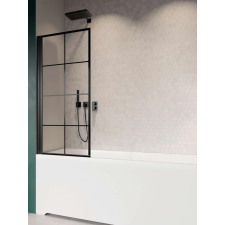 Radaway Nes Black PNJ I Factory fekete kádparaván 90 átlátszó jobbos kád, zuhanykabin