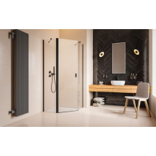 Radaway Nes Black PTJ szögletes fekete zuhanykabin 90x90B átlátszó, balos kád, zuhanykabin