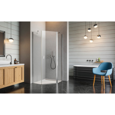 Radaway Nes PTJ szögletes zuhanykabin 80×100B átlátszó, balos, ajtó a rövidebb oldalon kád, zuhanykabin