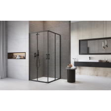 Radaway Premium Pro Black KDD szögletes fekete zuhanykabin 80x100 átlátszó kád, zuhanykabin