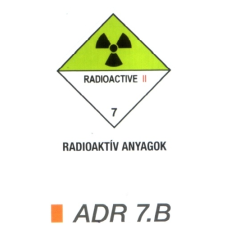  Radioaktív anyag ADR 7.B információs címke