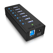 RaidSonic IB-AC618 7port USB 3.0 Hub Aluminum hub és switch