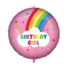  Rainbow Birthday Girl fólia lufi 46 cm party kellék