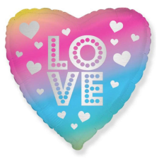  Rainbow Love, Színes Szív fólia lufi 46 cm (WP) party kellék